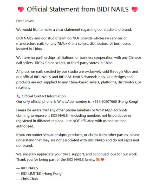 Live Show Order Payment - Nail Set Purchase - BIDI NAILS