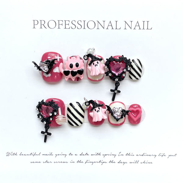 [Test link] Fun Pumpkin-Themed Halloween Press-on Nail Stickers & Artificial Nails