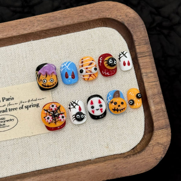 [Test link] Fun Pumpkin-Themed Halloween Press-on Nail Stickers & Artificial Nails
