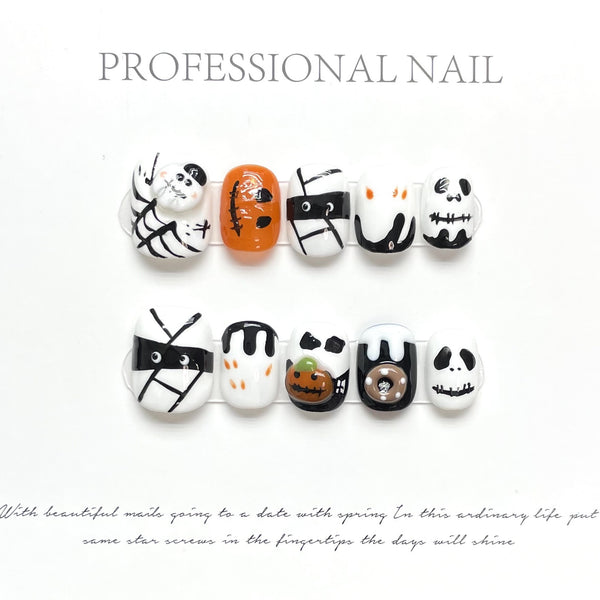 [Test link] Fun Pumpkin-Themed Halloween Press-on Nail Stickers & Artificial Nails