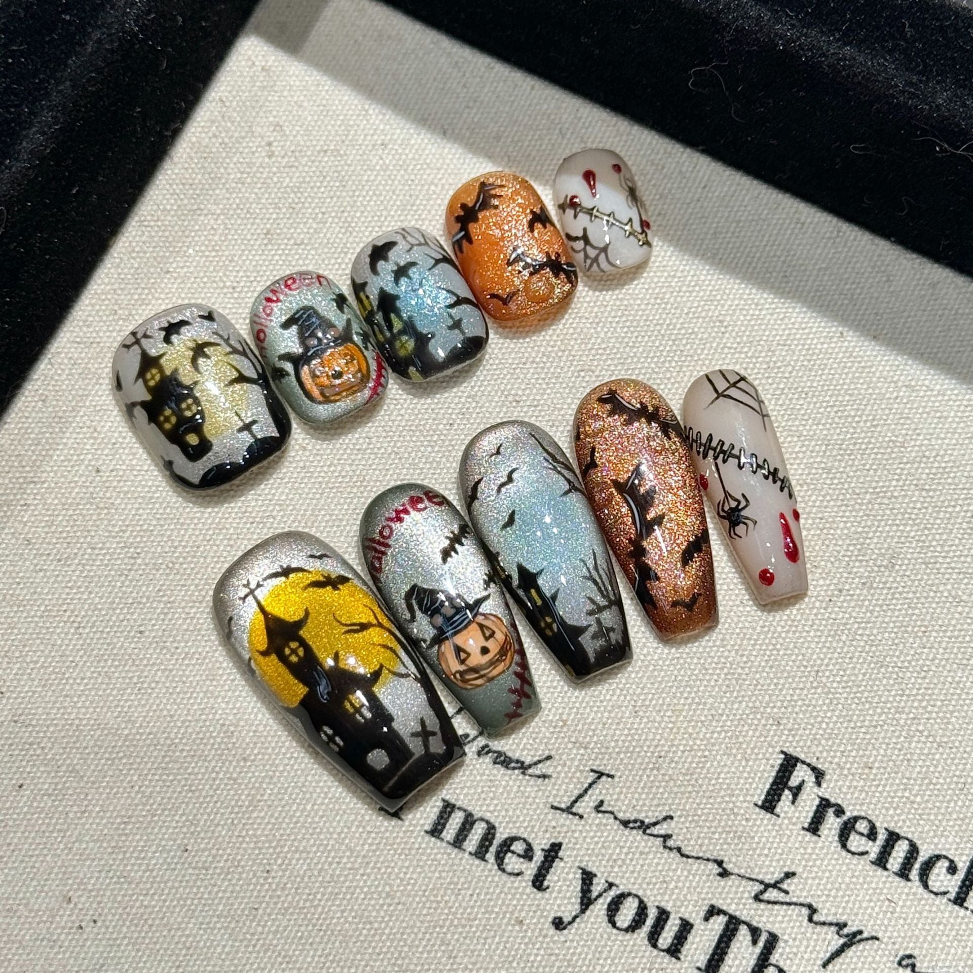 [Test link] Fun Pumpkin-Themed Halloween Press-on Nail Stickers & Artificial Nails Secondary image