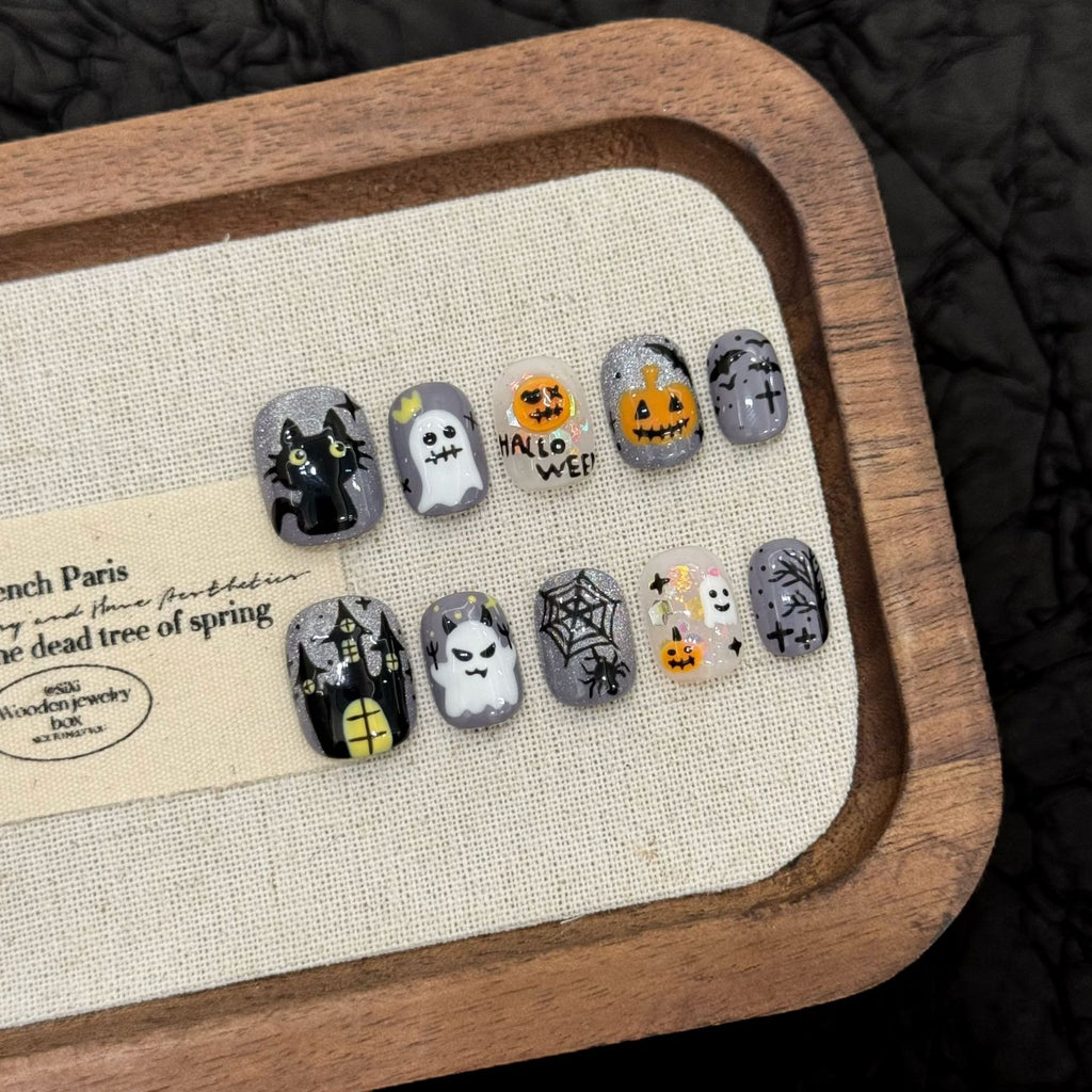 [Test link] Fun Pumpkin-Themed Halloween Press-on Nail Stickers & Artificial Nails