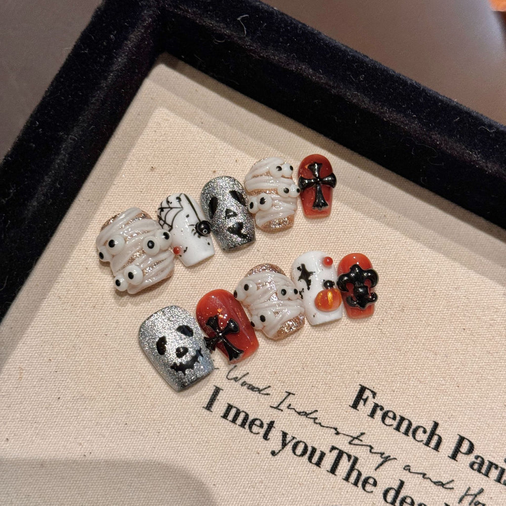 [Test link] Fun Pumpkin-Themed Halloween Press-on Nail Stickers & Artificial Nails